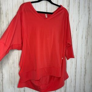 Free People Vibrant Orange Red Soul Circle Hooded Top Medium